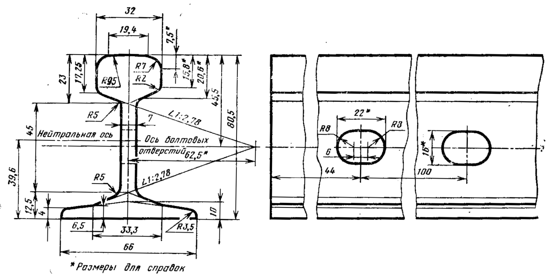 чертеж узкоколейных рельс Р-11
